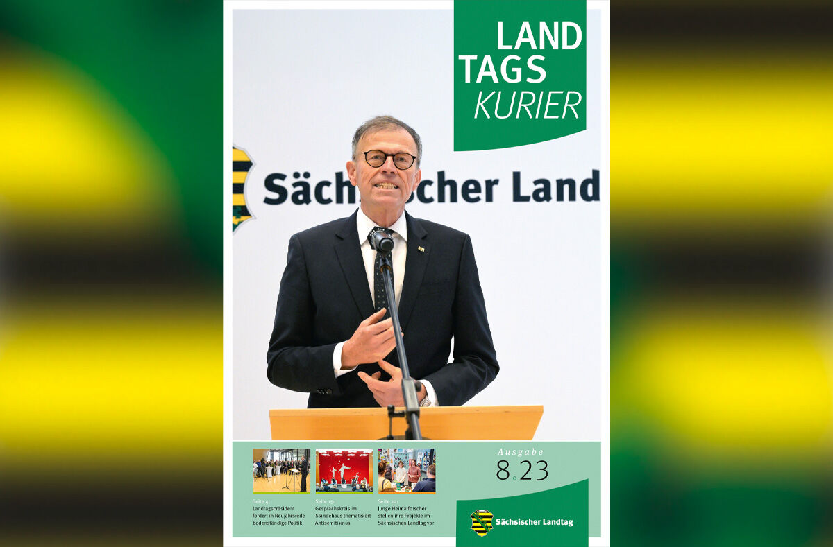 Titel Landtagskurier 8/23, Landtagspräsident Dr. Matthias Rößler