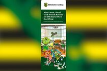 Lena, Paul und Hund Knolle sausen durch den Plenarsaal.