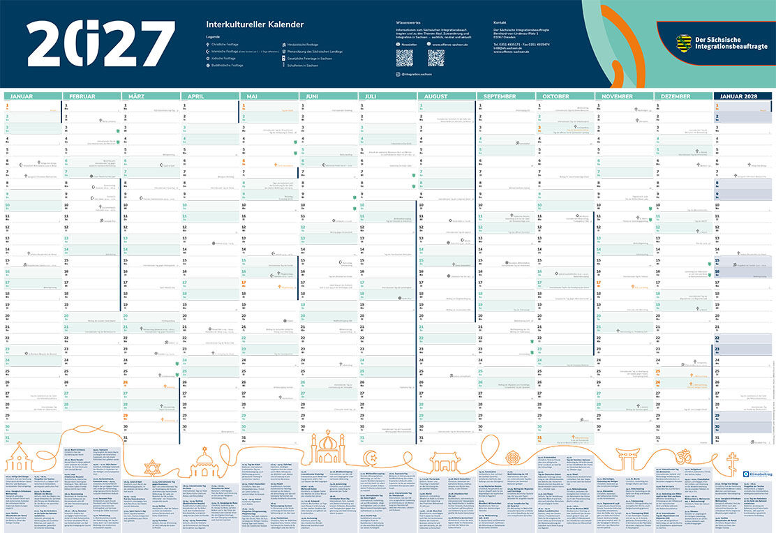 Interkultureller Wandkalender 2027 DIN A1