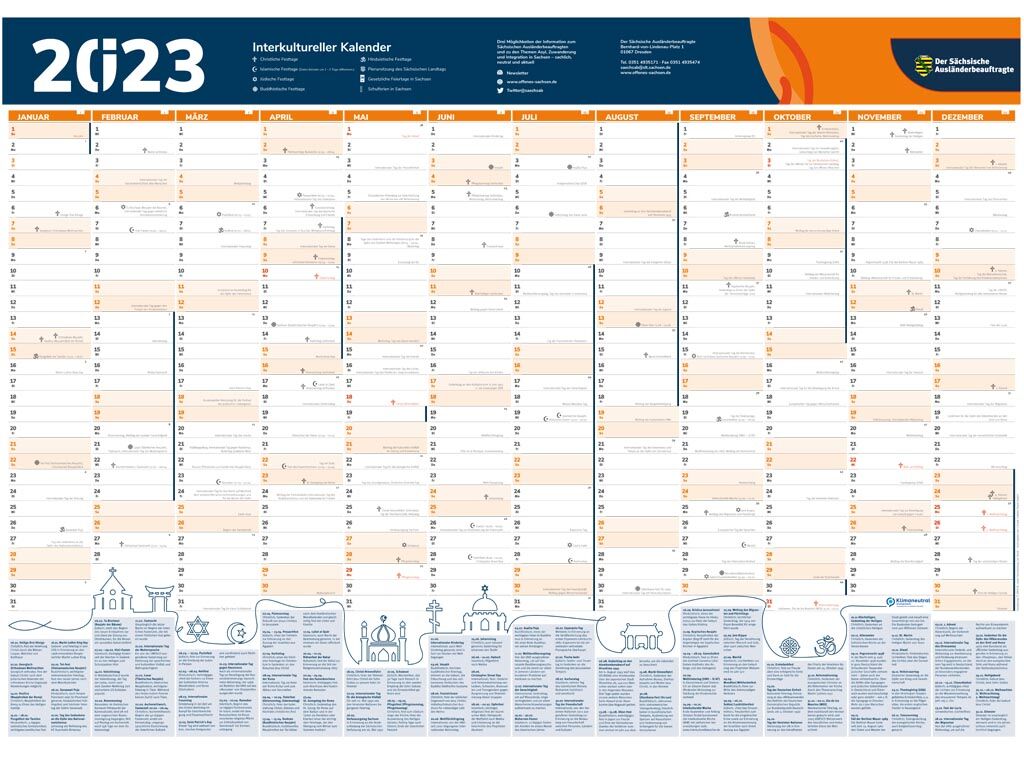 Interkultureller Kalender 2023 DIN A1