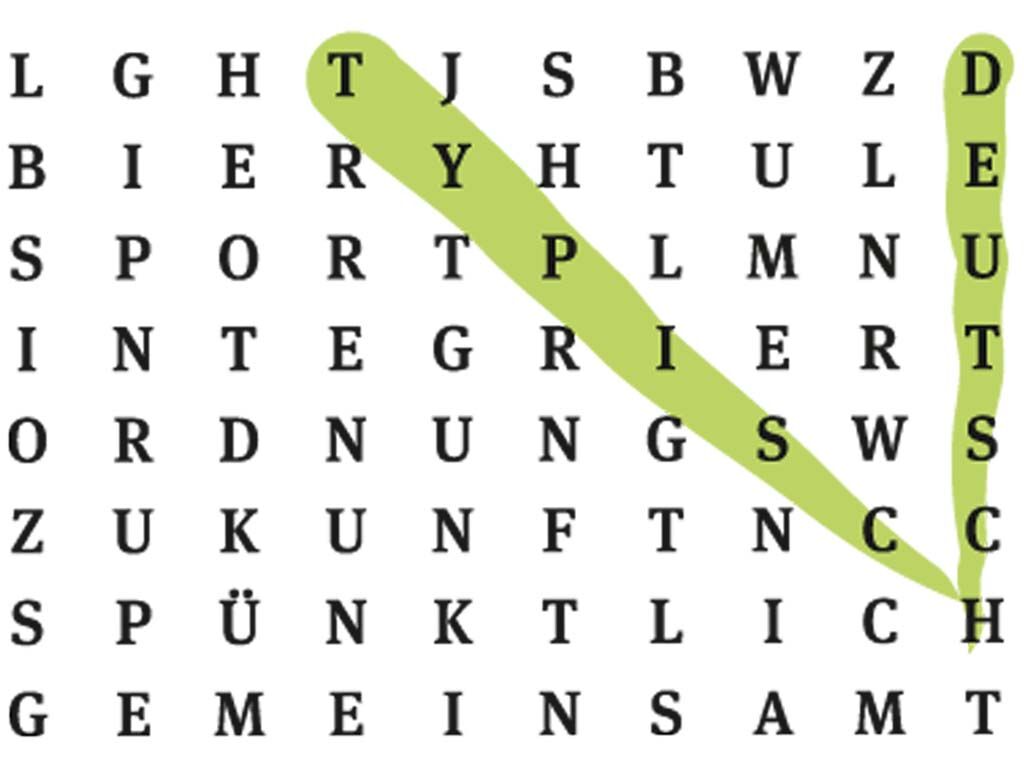 Postkarte "Typisch deutsch" mit Suchsel