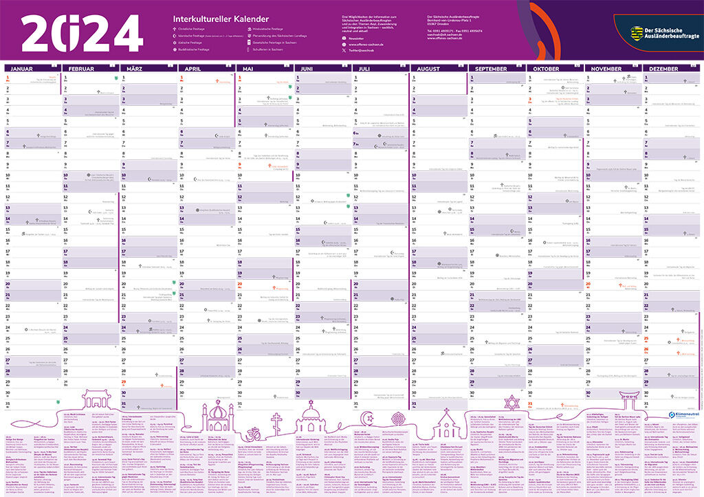 Interkultureller Kalender 2024 DIN A1