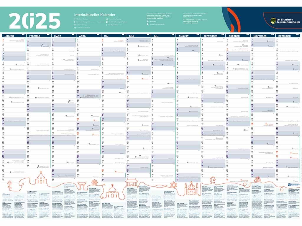 Interkultureller Kalender 2025 DIN A1