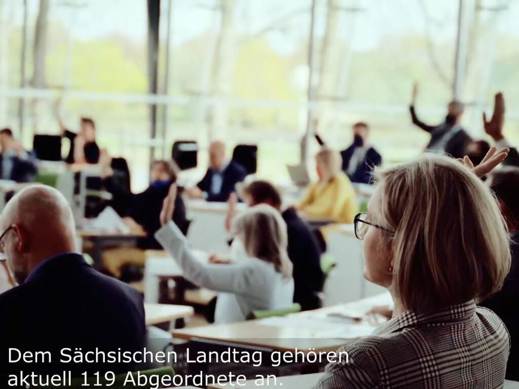 Ein Screenshot aus dem Erklärvideo des Landtags zum Thema wie der Sächsische Landtag arbeitet.