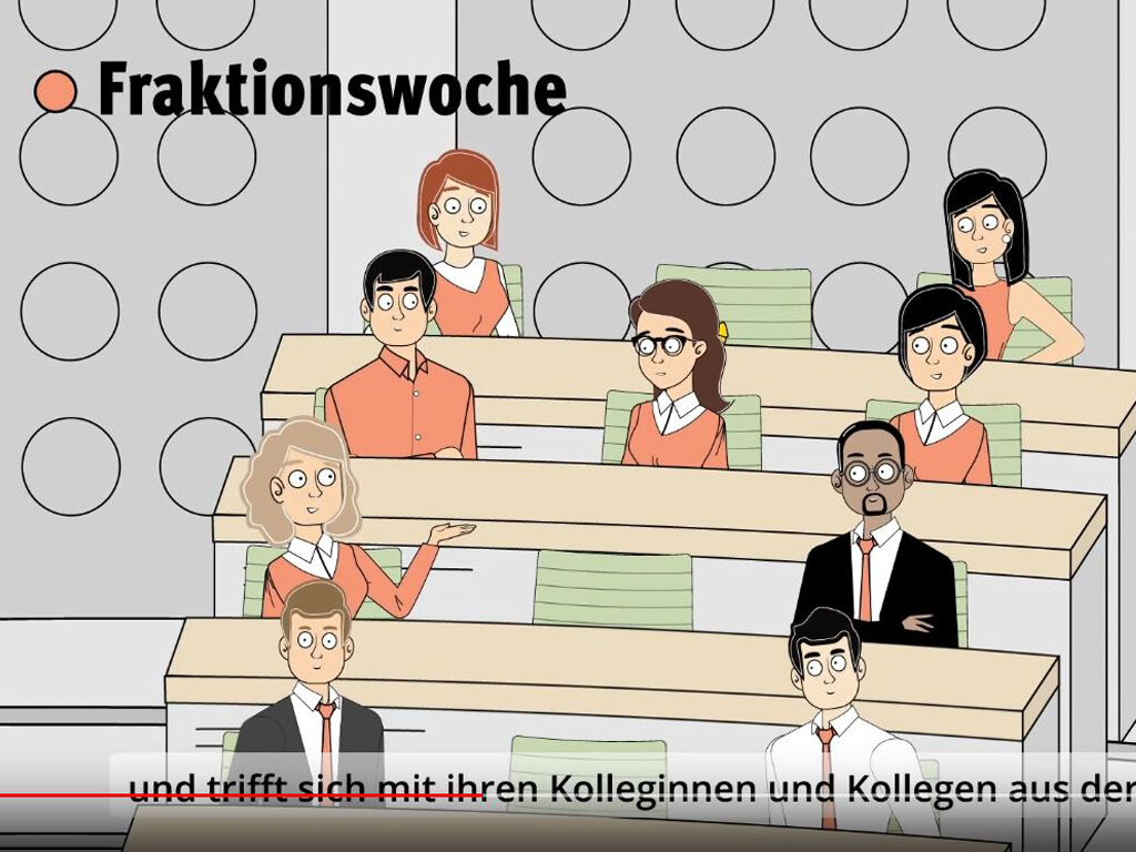 Ein Screenshot aus einem animierten Video zum Thema: Wie arbeiten Abgeordnete?