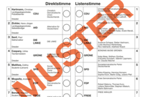 Screenshot eines Stimmzettel-Musters des Wahlkreises Dresden 1 zur Landtagswahl 2024.