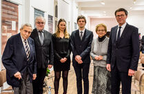 Prof. Dr. Felix Kolmer, Bernd Wenzel (Friedrich-Schiller-Gymnasium Pirna), Greta Hess, Albert Zientek (beide Schüler FSG Pirna), Dr. Dagmar Lieblová, Dr. Matthias Rößler